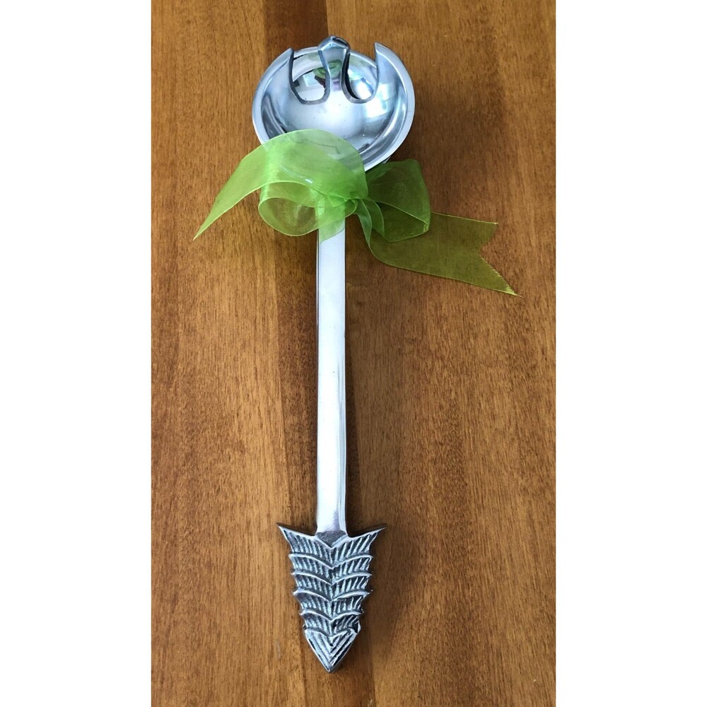 IHI Christmas Tree Serving Spoon Fork Set 2 Piece Pewter Metal Holiday India